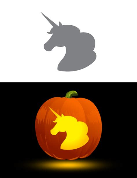 Easy Printable Unicorn Pumpkin Stencil